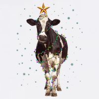 Funny Festive Christmas Lights Cow Bucket Hat