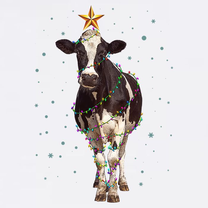 Funny Festive Christmas Lights Cow Bucket Hat