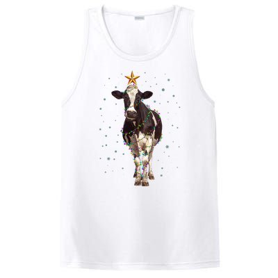 Funny Festive Christmas Lights Cow PosiCharge Competitor Tank