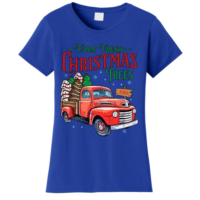 Farm Fresh Cut Christmas Trees Old Truck Vintage Distressed Gift Women's T-Shirt