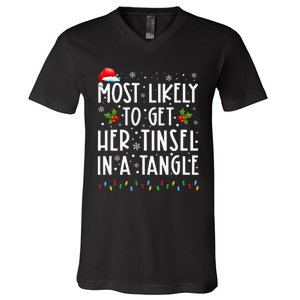 Festive Family Christmas Tinsel Tangle Favorites V-Neck T-Shirt