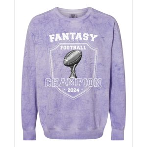 Fantasy Football Champion 2024 Football Champion Colorblast Crewneck Sweatshirt