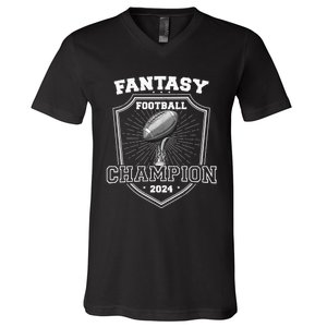 Fantasy Football Champion 2024 Football Champion V-Neck T-Shirt