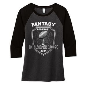 Fantasy Football Champion 2024 Football Champion Women's Tri-Blend 3/4-Sleeve Raglan Shirt