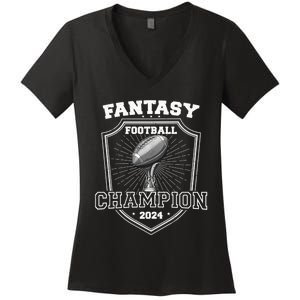 Fantasy Football Champion 2024 Football Champion Women's V-Neck T-Shirt