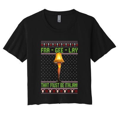 Frageelay Funny Christmas Fragile Italian Xmas Crop Top