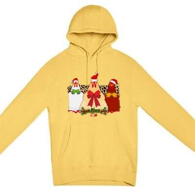 Funny Festive Christmas Chickens Premium Pullover Hoodie