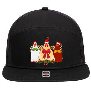 Funny Festive Christmas Chickens 7 Panel Mesh Trucker Snapback Hat