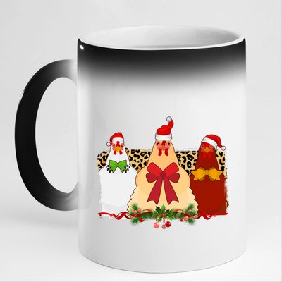 Funny Festive Christmas Chickens 11oz Black Color Changing Mug