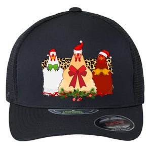 Funny Festive Christmas Chickens Flexfit Unipanel Trucker Cap