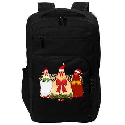 Funny Festive Christmas Chickens Impact Tech Backpack