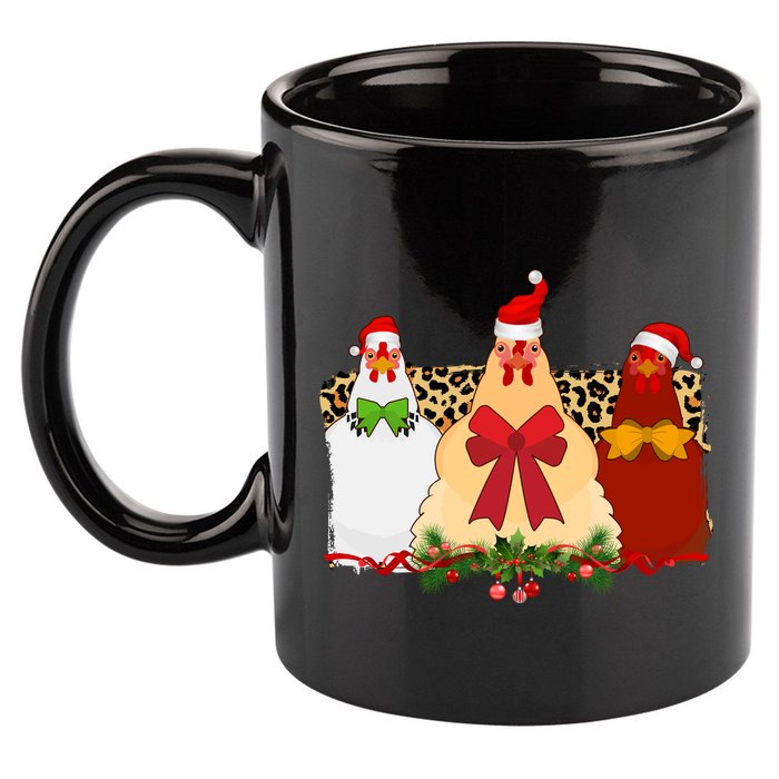 Funny Festive Christmas Chickens 11oz C Handle Ceramic Mug
