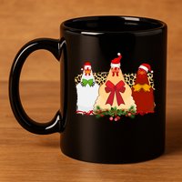Funny Festive Christmas Chickens 11oz C Handle Ceramic Mug