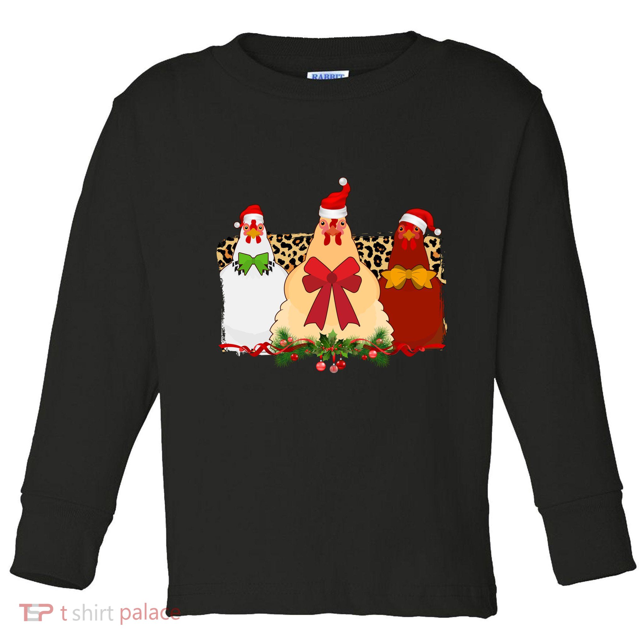 Funny Festive Christmas Chickens Toddler Long Sleeve Shirt