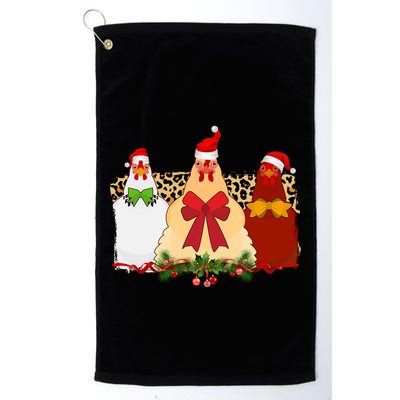 Funny Festive Christmas Chickens Golf Towel