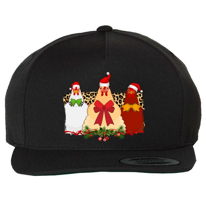 Funny Festive Christmas Chickens Wool Snapback Cap