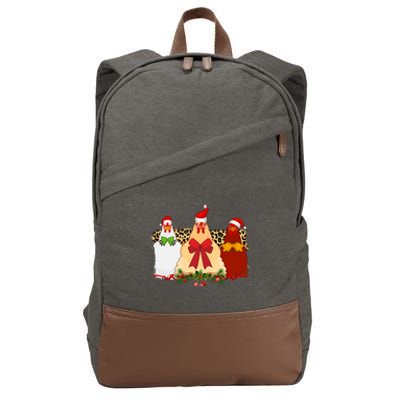 Funny Festive Christmas Chickens Cotton Canvas Backpack