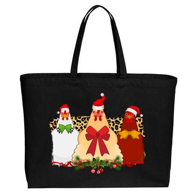 Funny Festive Christmas Chickens Cotton Canvas Jumbo Tote