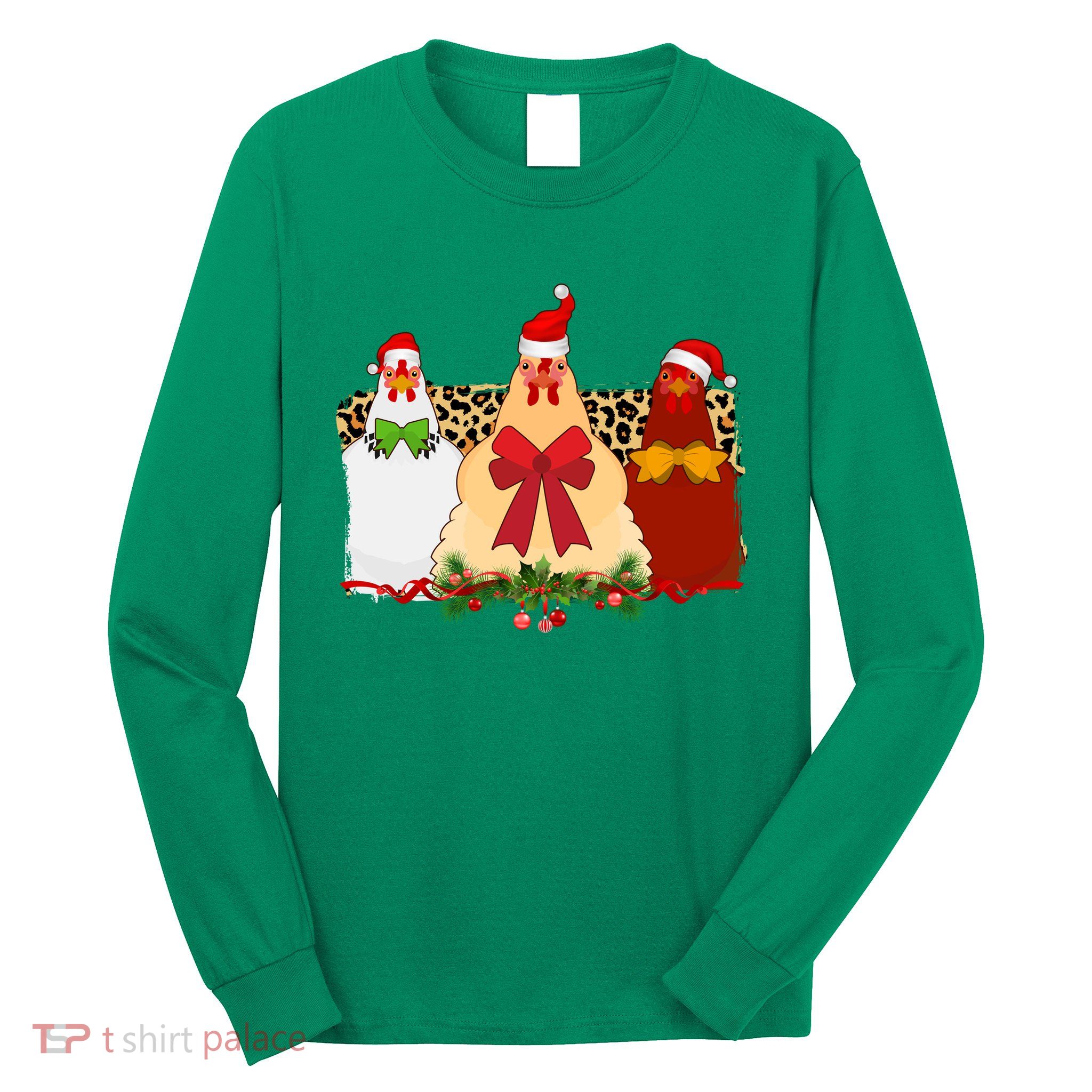 Funny Festive Christmas Chickens Long Sleeve Shirt