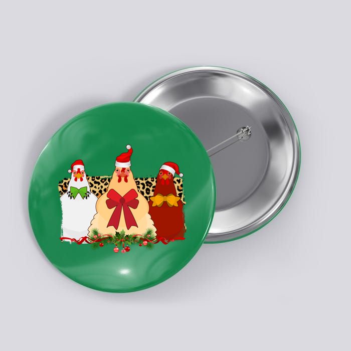 Funny Festive Christmas Chickens Button