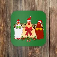 Funny Festive Christmas Chickens Coaster