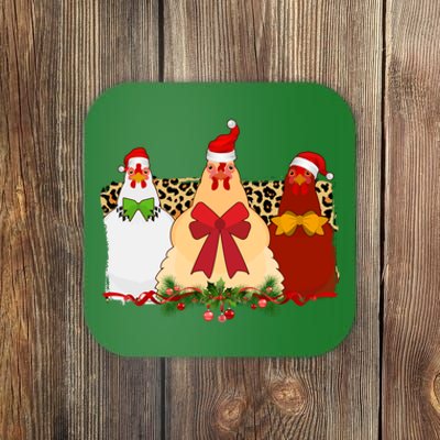 Funny Festive Christmas Chickens Coaster