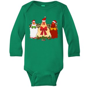 Funny Festive Christmas Chickens Baby Long Sleeve Bodysuit