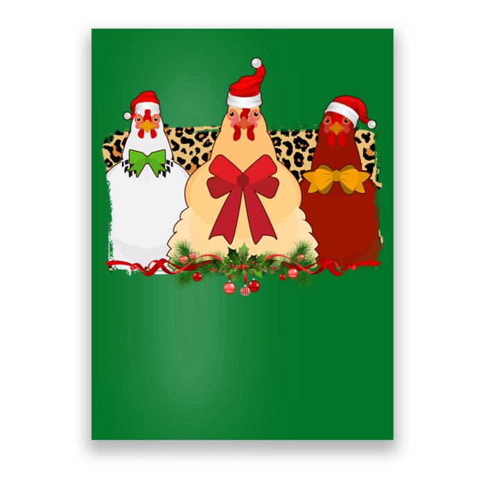 Funny Festive Christmas Chickens Poster