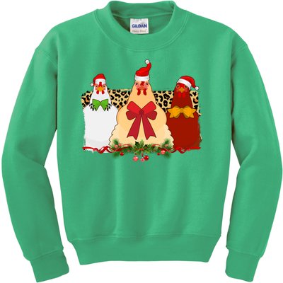 Funny Festive Christmas Chickens Kids Sweatshirt