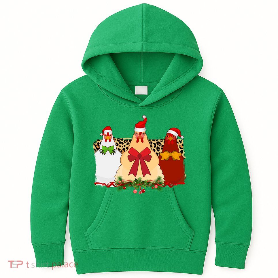 Funny Festive Christmas Chickens Kids Hoodie