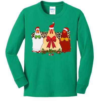 Funny Festive Christmas Chickens Kids Long Sleeve Shirt