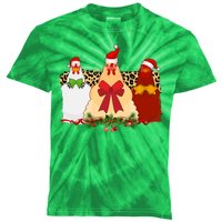 Funny Festive Christmas Chickens Kids Tie-Dye T-Shirt