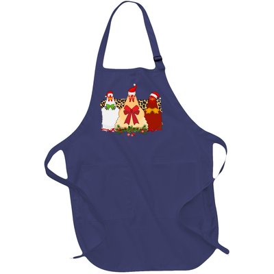 Funny Festive Christmas Chickens Full-Length Apron With Pockets