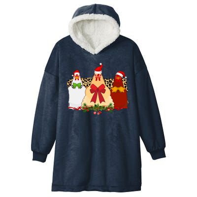 Funny Festive Christmas Chickens Hooded Wearable Blanket