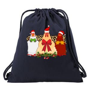 Funny Festive Christmas Chickens Drawstring Bag