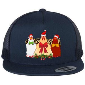 Funny Festive Christmas Chickens Flat Bill Trucker Hat