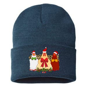 Funny Festive Christmas Chickens Sustainable Knit Beanie