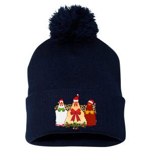 Funny Festive Christmas Chickens Pom Pom 12in Knit Beanie