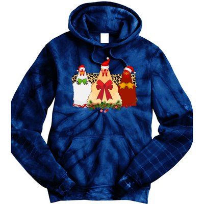 Funny Festive Christmas Chickens Tie Dye Hoodie