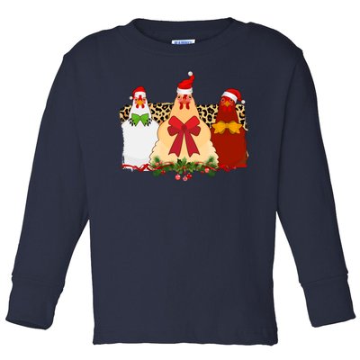 Funny Festive Christmas Chickens Toddler Long Sleeve Shirt