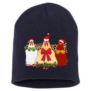 Funny Festive Christmas Chickens Short Acrylic Beanie