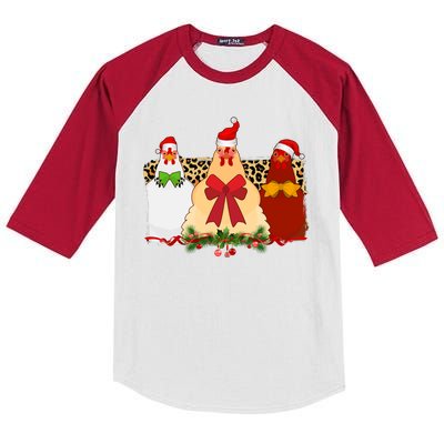 Funny Festive Christmas Chickens Kids Colorblock Raglan Jersey