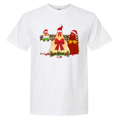 Funny Festive Christmas Chickens Garment-Dyed Heavyweight T-Shirt