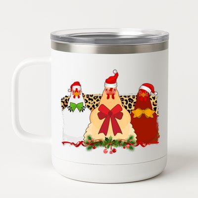 Funny Festive Christmas Chickens 12 oz Stainless Steel Tumbler Cup