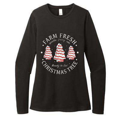 Farm Fresh Christmas Tree Cakes Funny Tree Farm Xmas Pajamas Womens CVC Long Sleeve Shirt