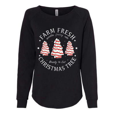 Farm Fresh Christmas Tree Cakes Funny Tree Farm Xmas Pajamas Womens California Wash Sweatshirt