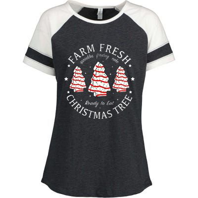 Farm Fresh Christmas Tree Cakes Funny Tree Farm Xmas Pajamas Enza Ladies Jersey Colorblock Tee