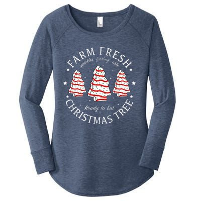 Farm Fresh Christmas Tree Cakes Funny Tree Farm Xmas Pajamas Women's Perfect Tri Tunic Long Sleeve Shirt