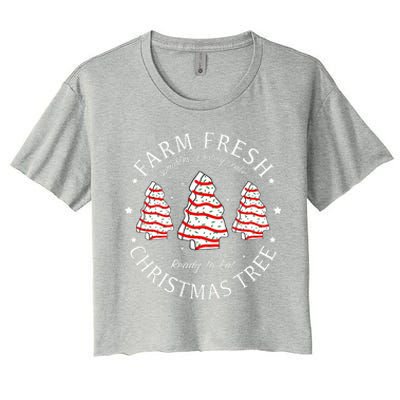 Farm Fresh Christmas Tree Cakes Funny Tree Farm Xmas Pajamas Women's Crop Top Tee