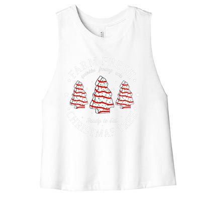 Farm Fresh Christmas Tree Cakes Funny Tree Farm Xmas Pajamas Women's Racerback Cropped Tank